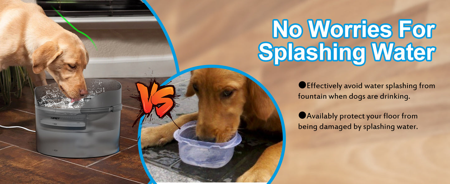 Pet Water Fountain with Splatter Guard