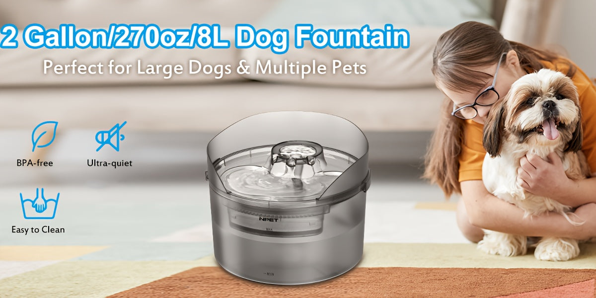 Pet Water Fountain with Splatter Guard