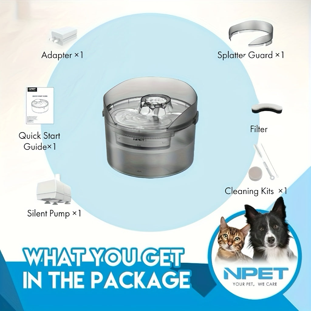 Pet Water Fountain with Splatter Guard